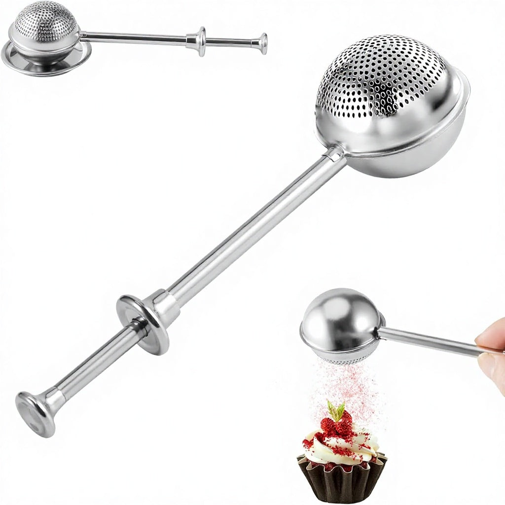 Heavy-Duty Stainless Steel Flour Sifter – Baking Tool Suitable for Powdered Sugar, Spices, and Tea