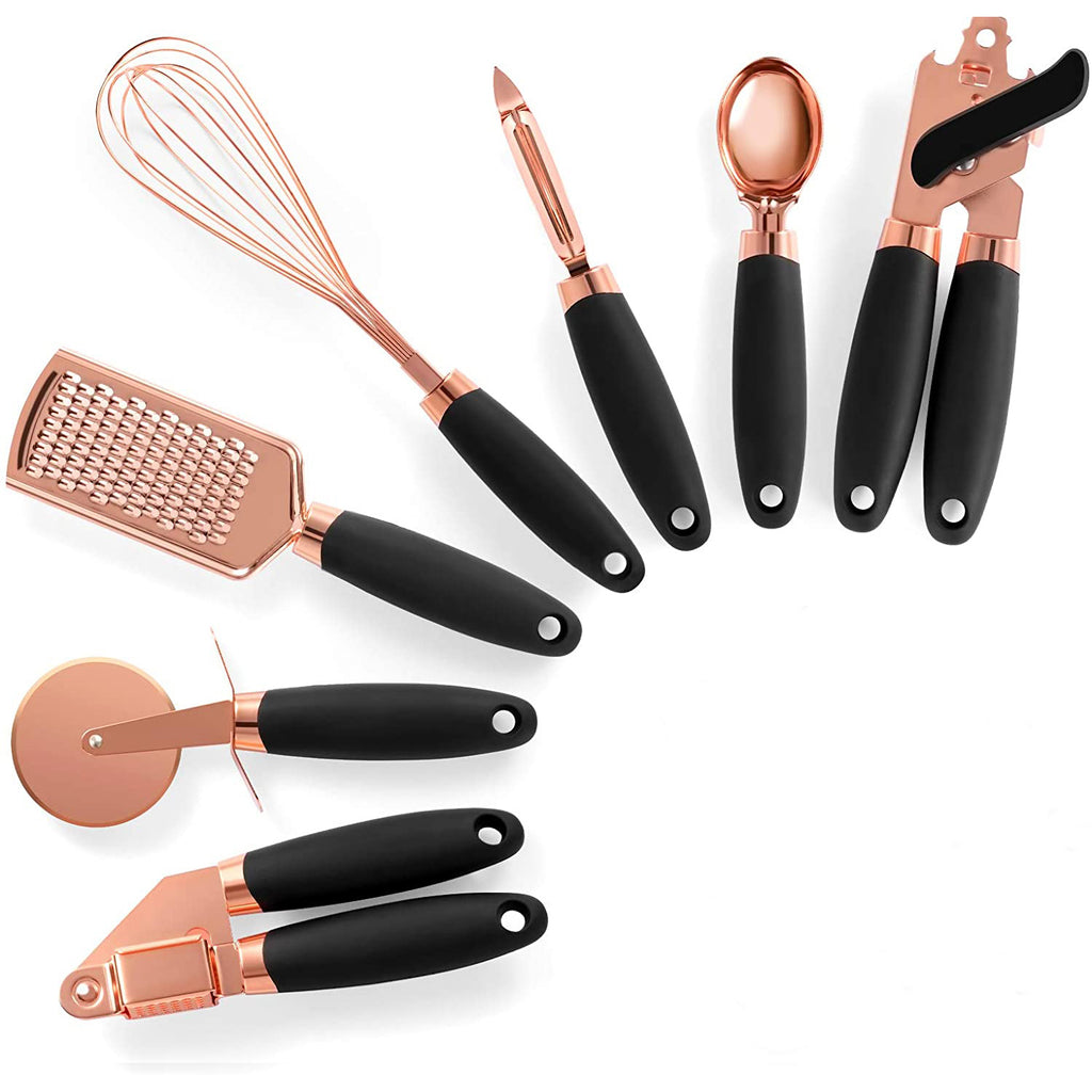 Heavy-Duty 7-Piece Kitchen Utensil Set: Stainless Steel Cooking Tools with Colorful Non-Stick Silicone Handles