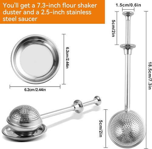 Heavy-Duty Stainless Steel Flour Sifter – Baking Tool Suitable for Powdered Sugar, Spices, and Tea