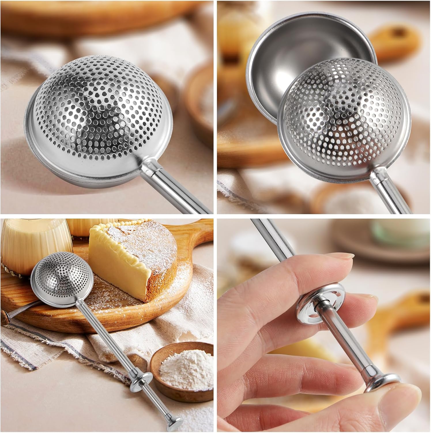 Heavy-Duty Stainless Steel Flour Sifter – Baking Tool Suitable for Powdered Sugar, Spices, and Tea