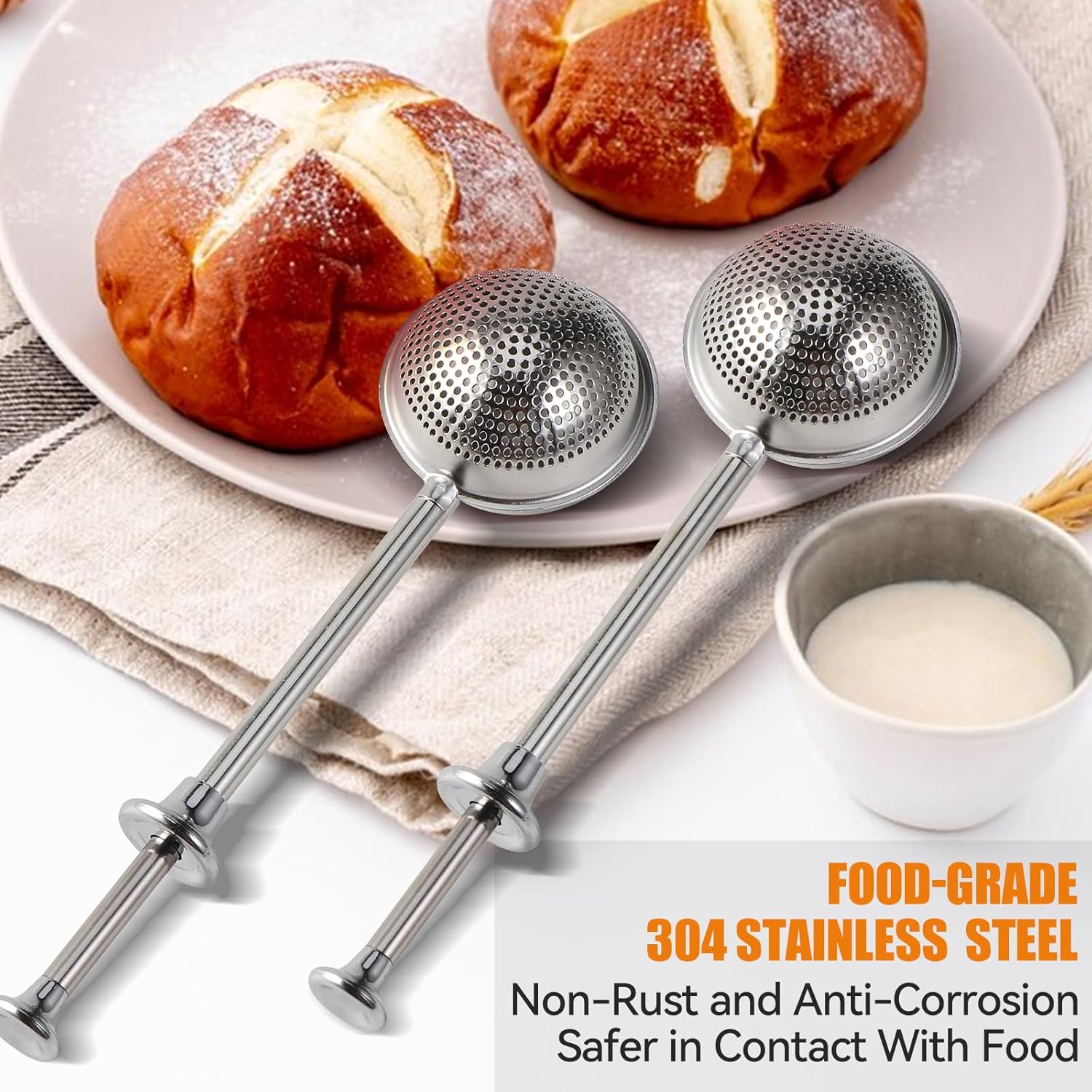 Heavy-Duty Stainless Steel Flour Sifter – Baking Tool Suitable for Powdered Sugar, Spices, and Tea